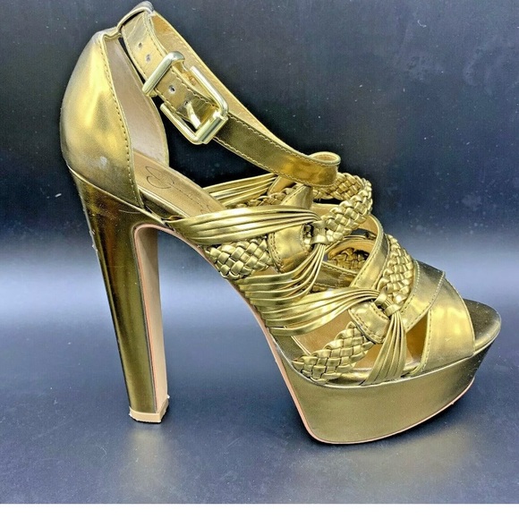 Jessica Simpson Gold Metallic Platform Sandal Heel - Picture 8 of 12